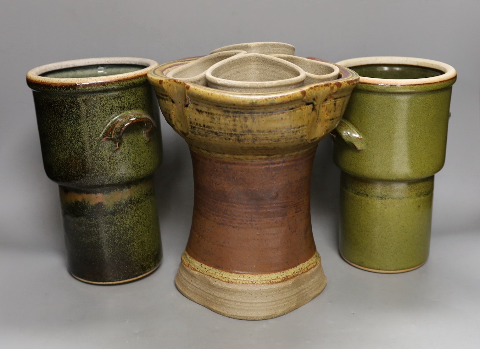 A group of studio pottery